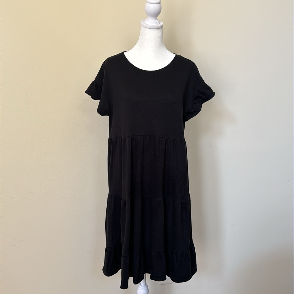 JCrew- Broken-in-Jersey-Knit Tiered Mini Dress - Picture 2 of 9